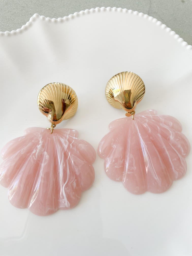 boucles coquillage rose