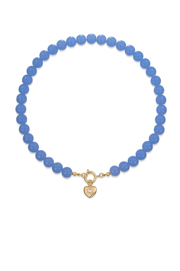 collier Lara bleu ciel coeur doré de Shlomit 
