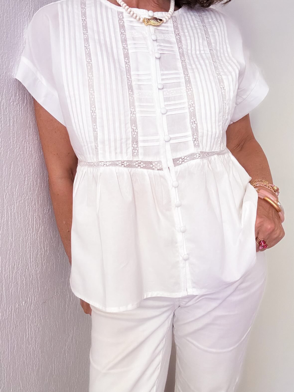 Chemisier coton Maison Onano brodé blanc S