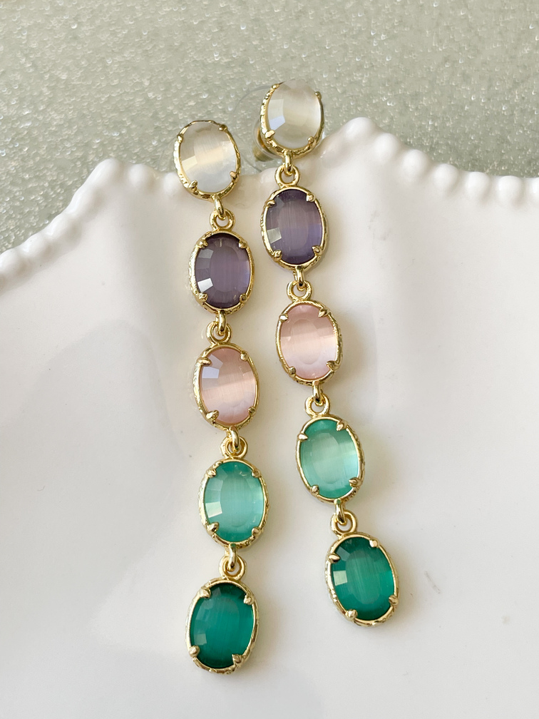 Boucles pierres Patou vert doré