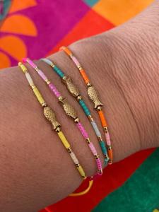 bracelet poisson turquoise doré