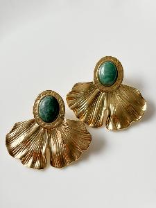Boucles Camille vert doré 