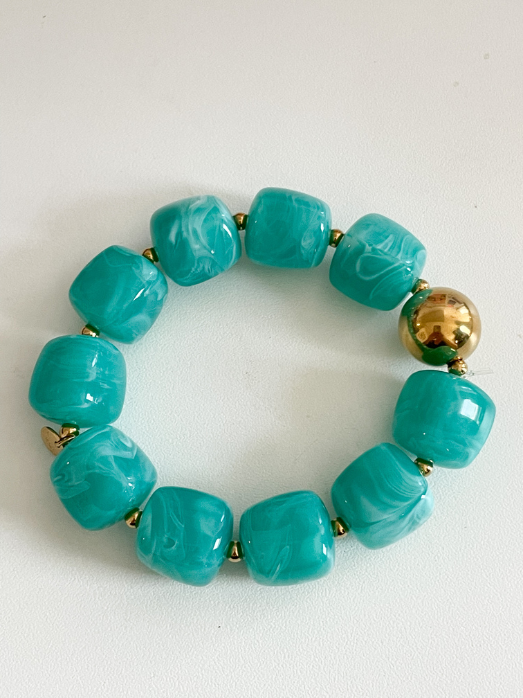 Bracelet perles turquoise doré