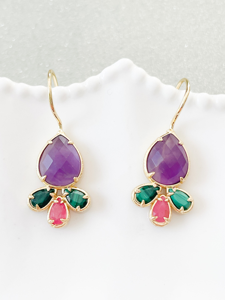 Boucles pierres Anita violet doré