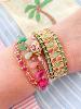 Bracelet jonc pierres rose Mina doré