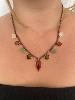 Collier Coeur pierres vert brique doré