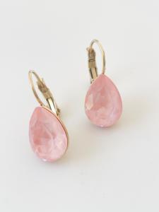 Boucles cristal goutte rose clair doré