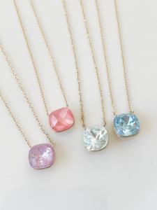 Collier cristal BB rose corail doré