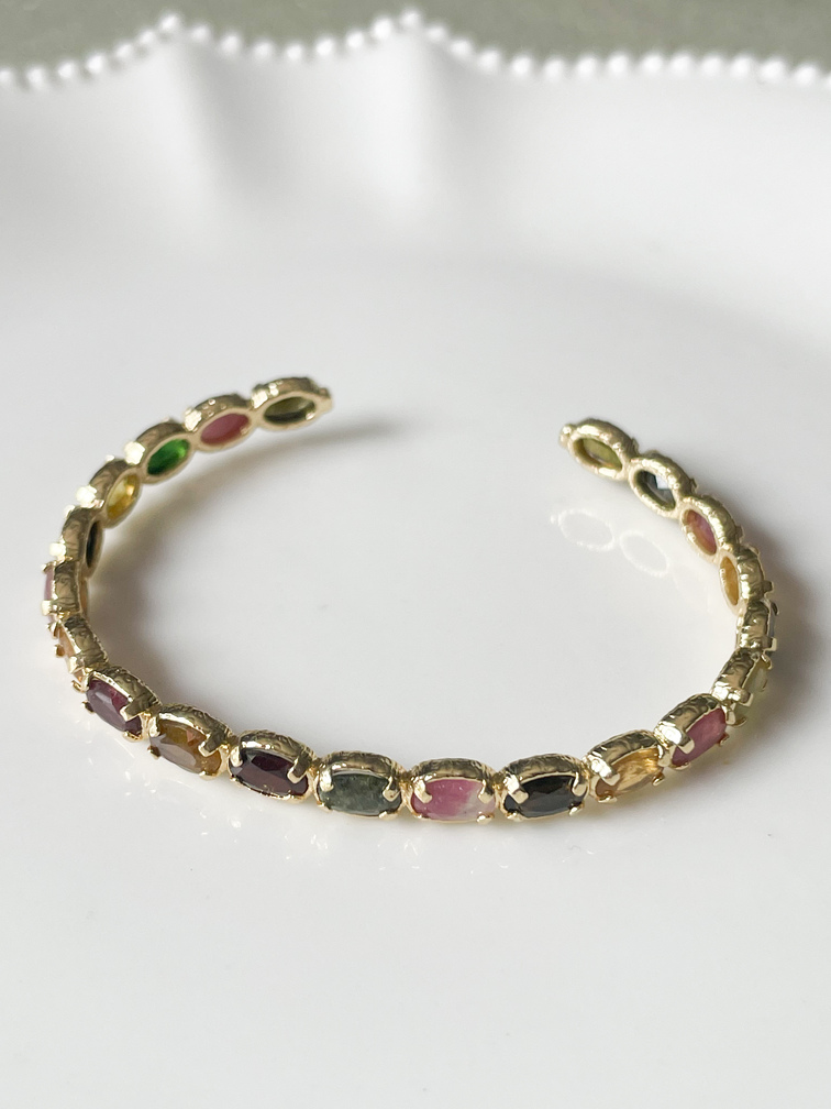 Bracelet jonc pierres multi Mina doré