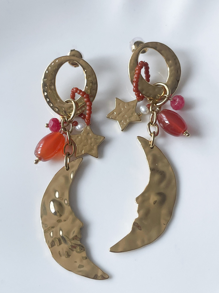 Boucles Lune marron doré