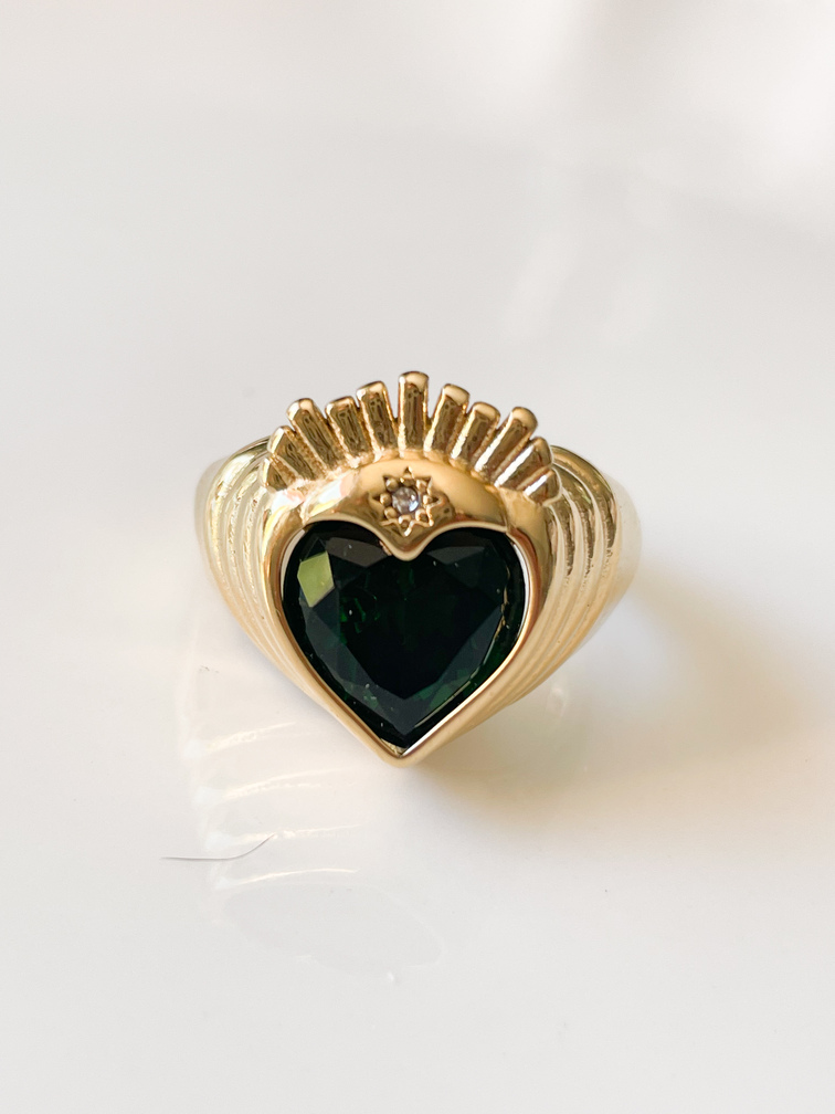 bague Ex voto verte doré 
