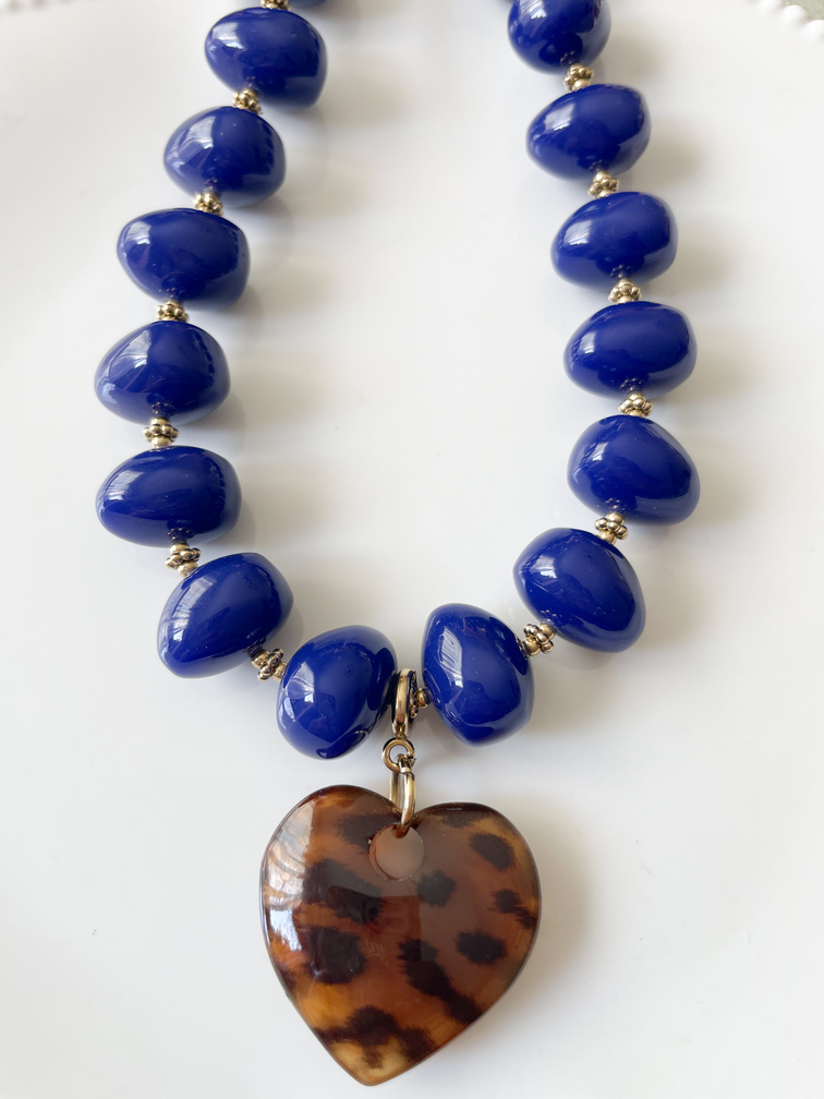 Collier Paloma bleu graou doré