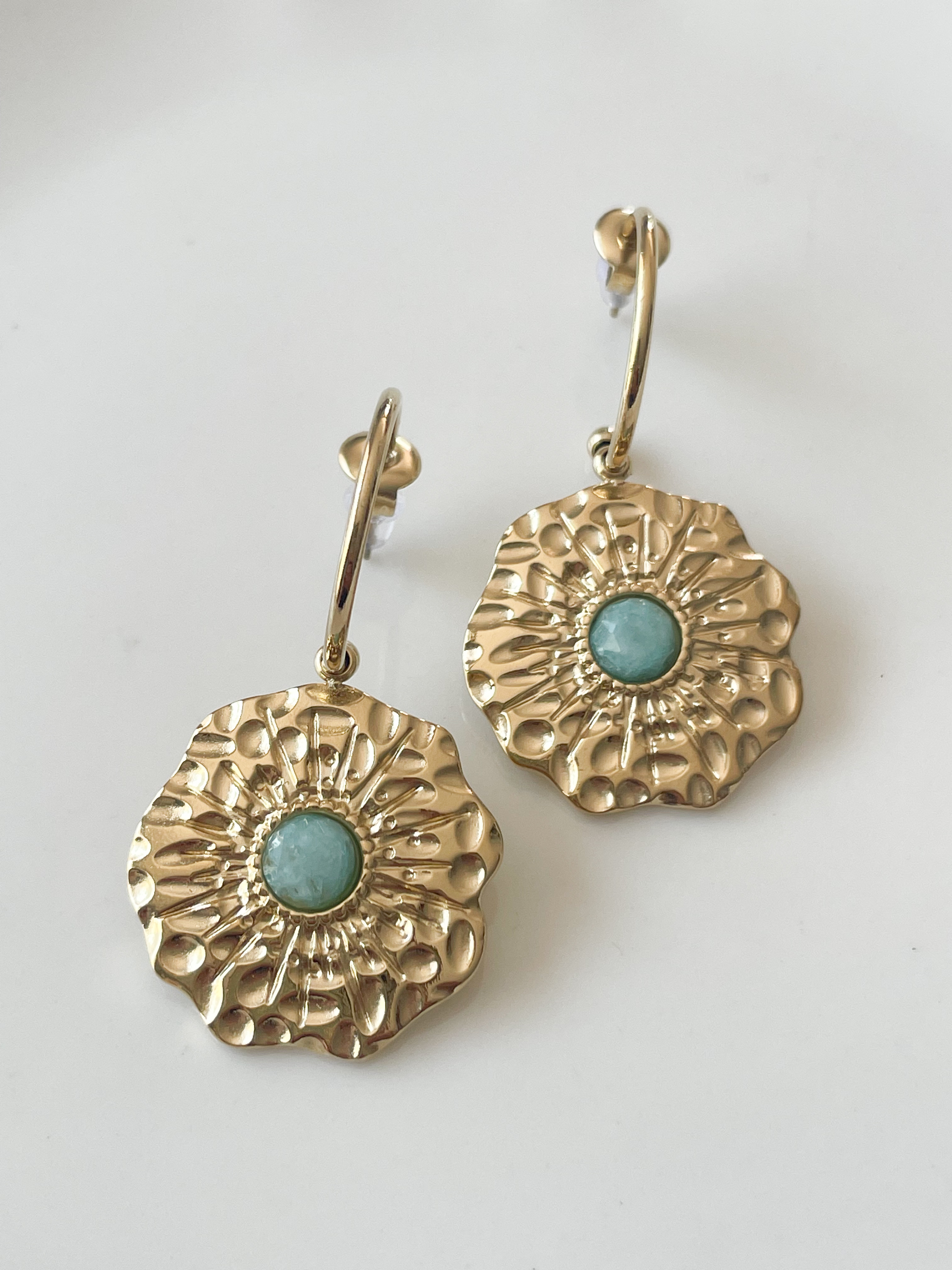 boucles Paola turquoise doré