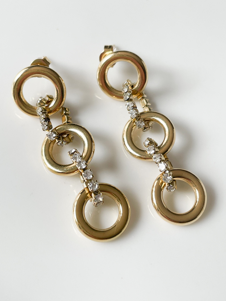 boucles pendantes strass doré du Live