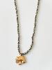 Collier pierre éléphant pyrite noir doré