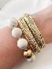 Bracelet boules beige doré