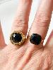 Bague cristal solo noir doré