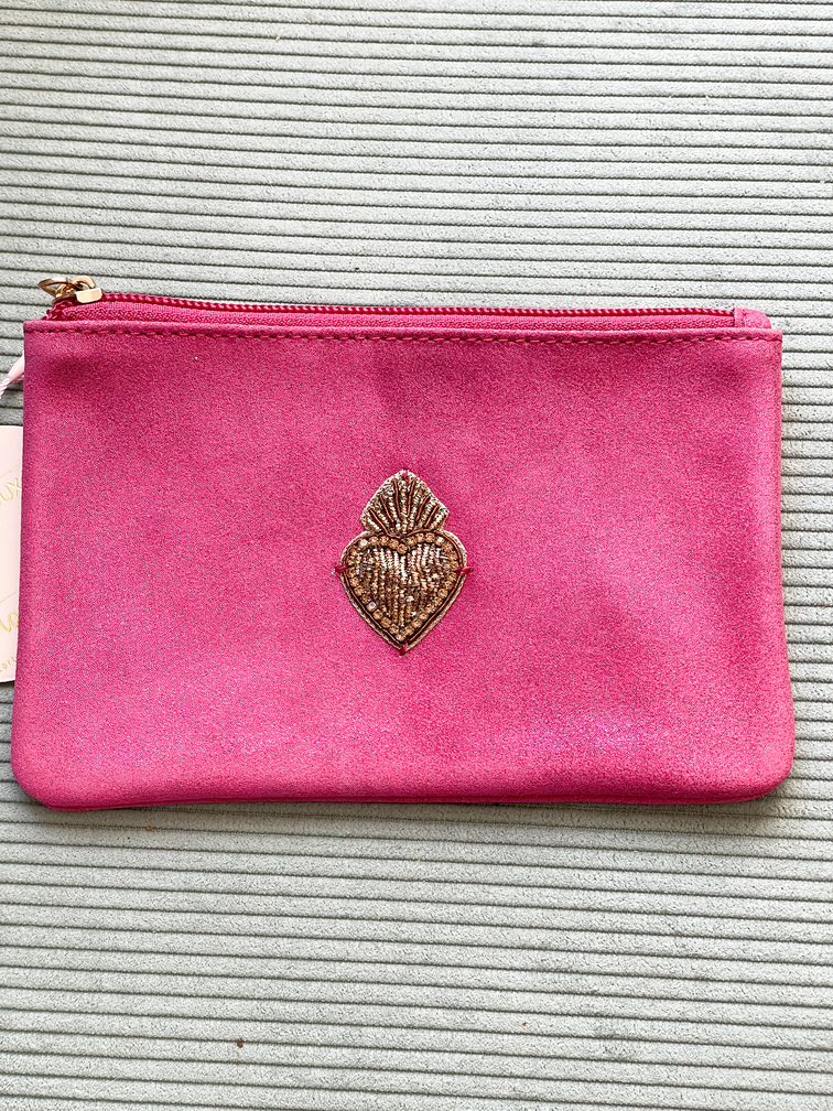 pochette cuir rose ex voto Mandalita