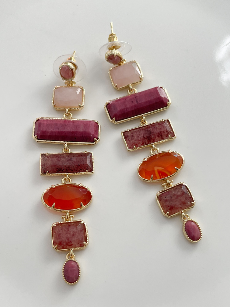 boucles pierres Jaipur rose doré