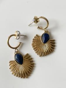 Boucles Isabelle bleu petites doré