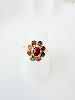Bague pierres fleurs doré 