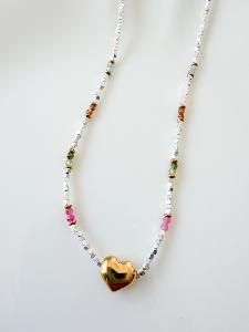 Collier coeur doré argenté