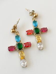 boucles croix multi doré