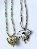 Collier pierres coeur velours vert doré