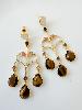 Boucles pierres Chandelier marron doré