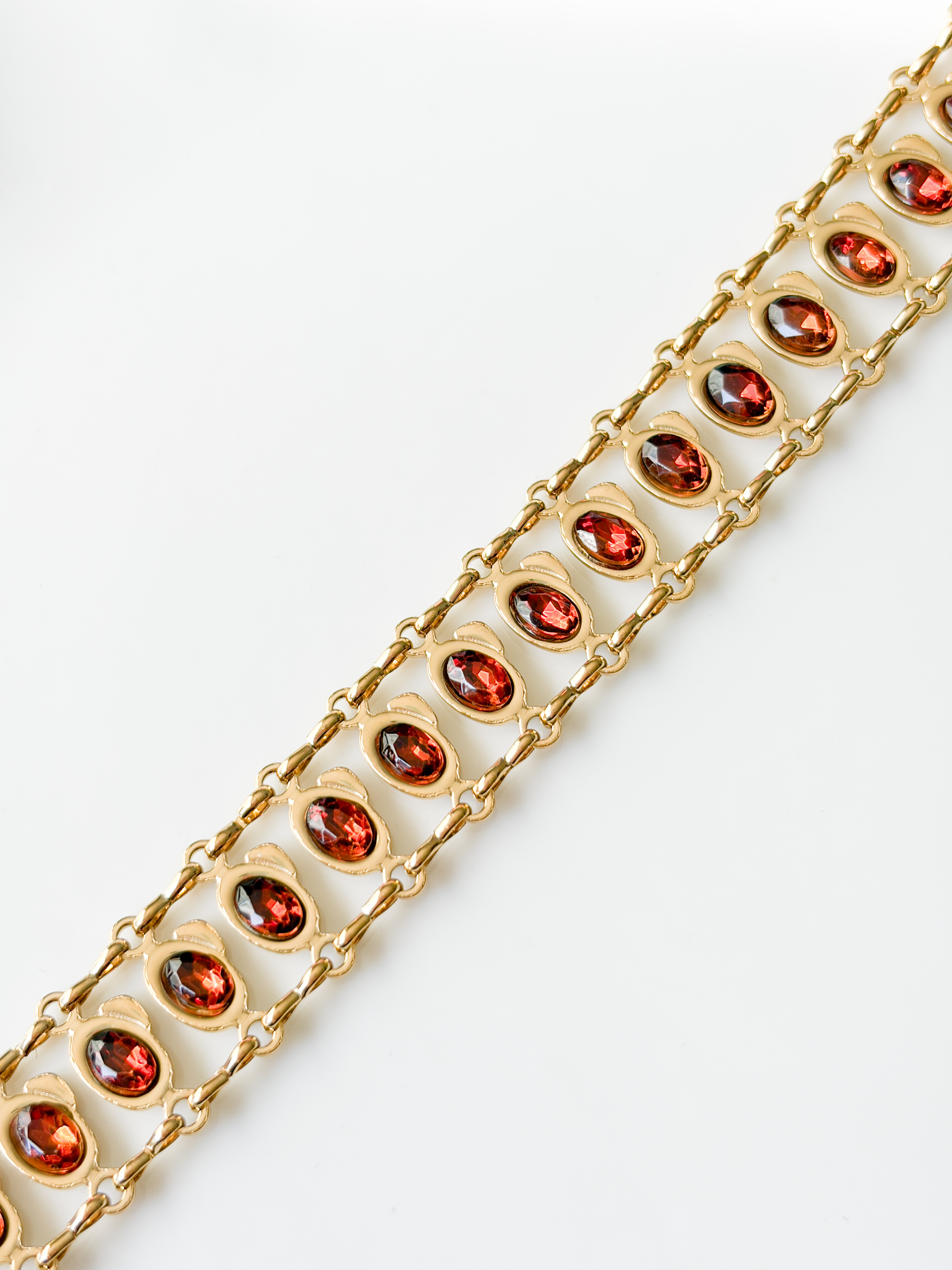 Bracelet large strass marron doré
