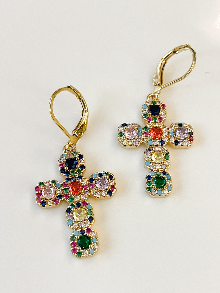 Boucles Croix Bellem multi doré