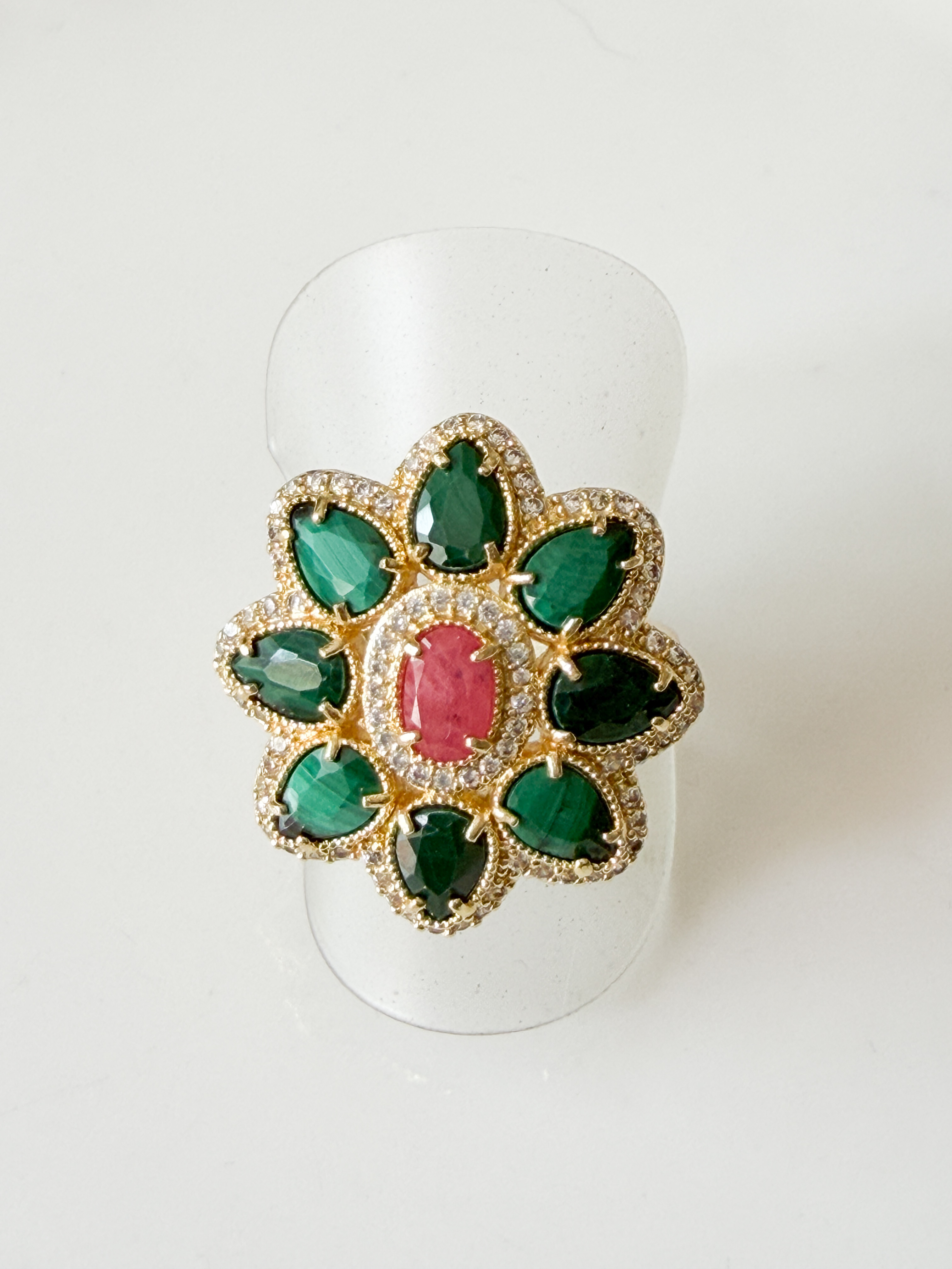Bague pierres Ophélie vert doré 