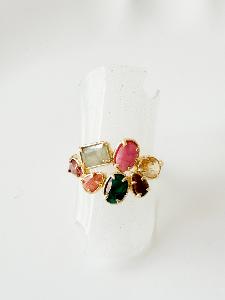 Bague pierres Simona multi doré 