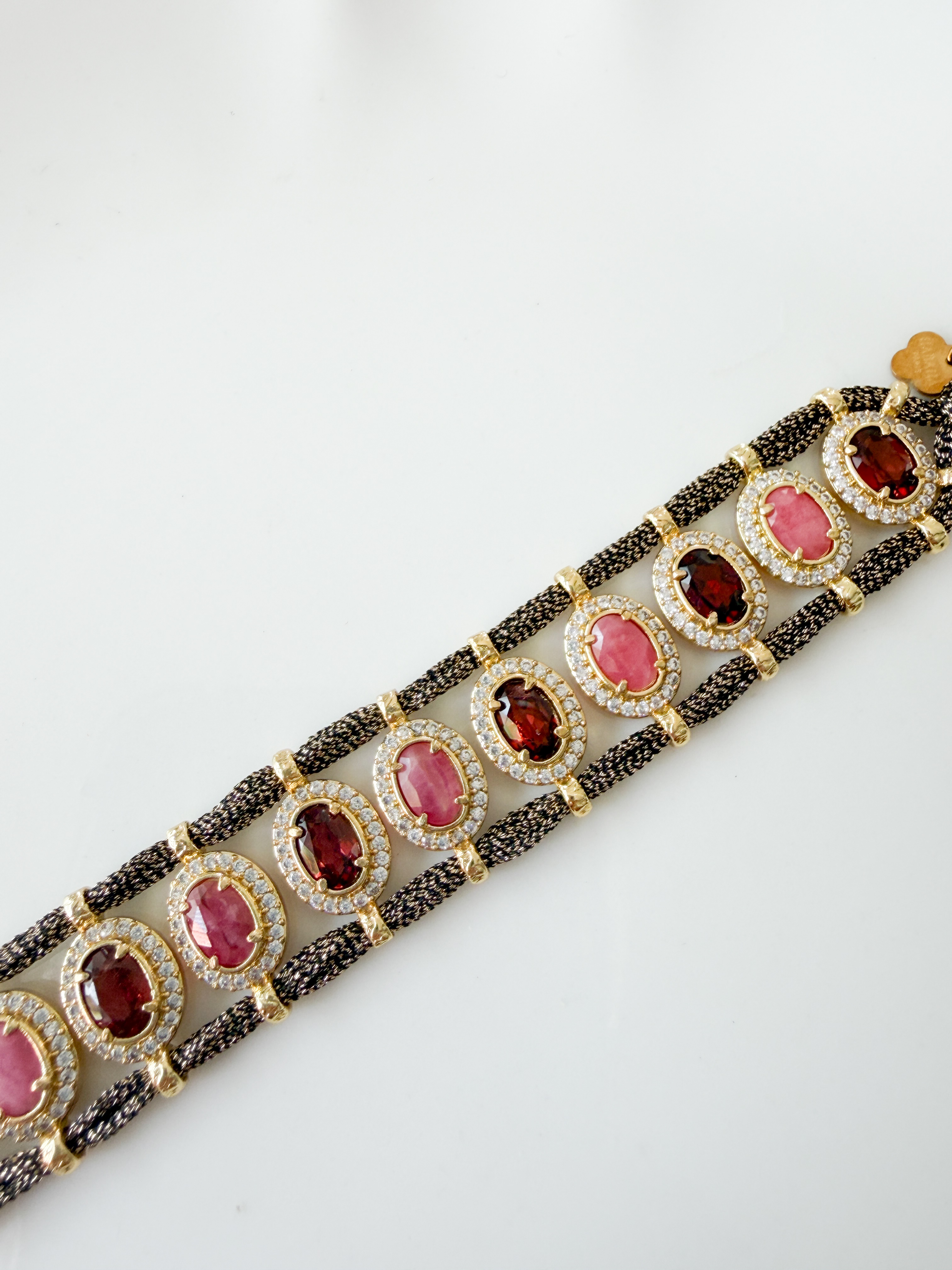 Bracelet pierres Simona rose doré