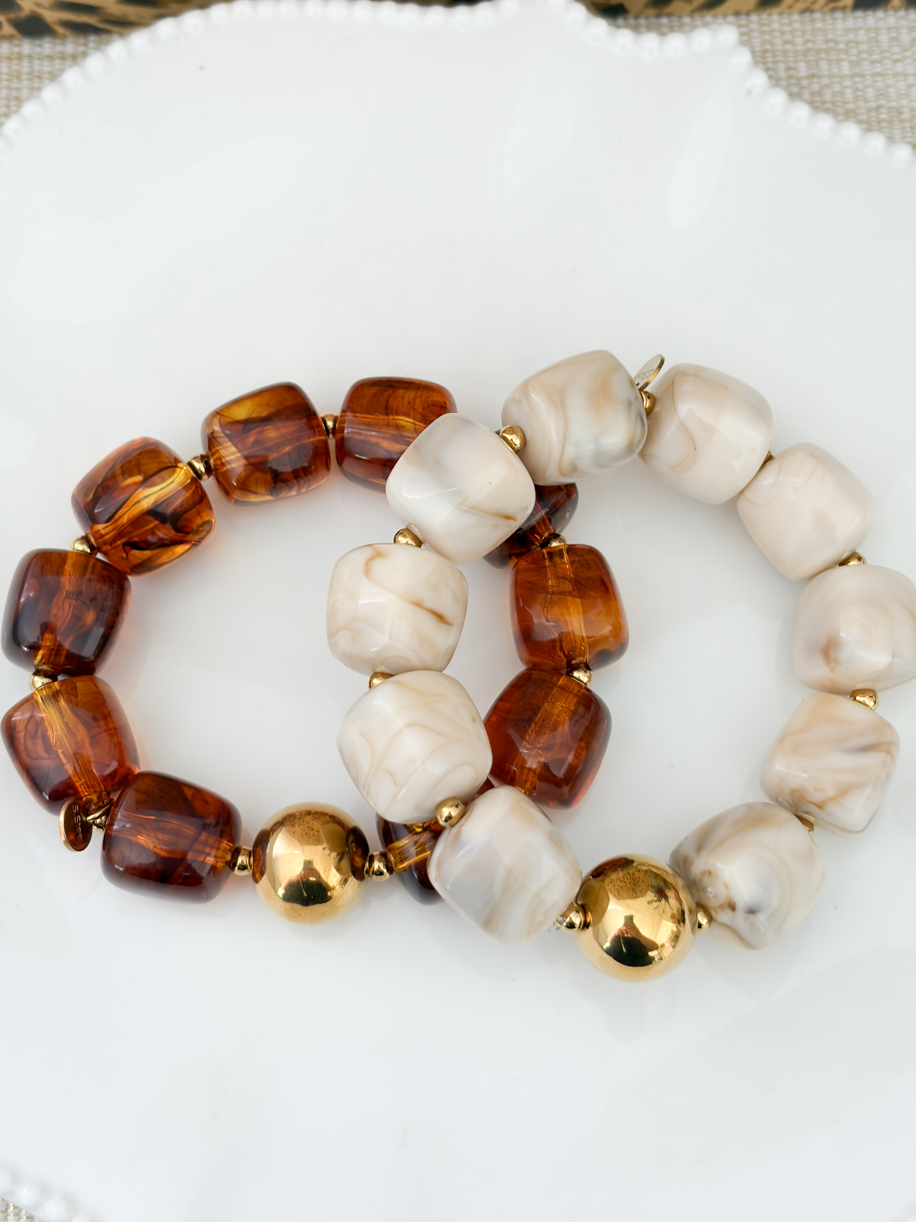 Bracelet perles ambre doré