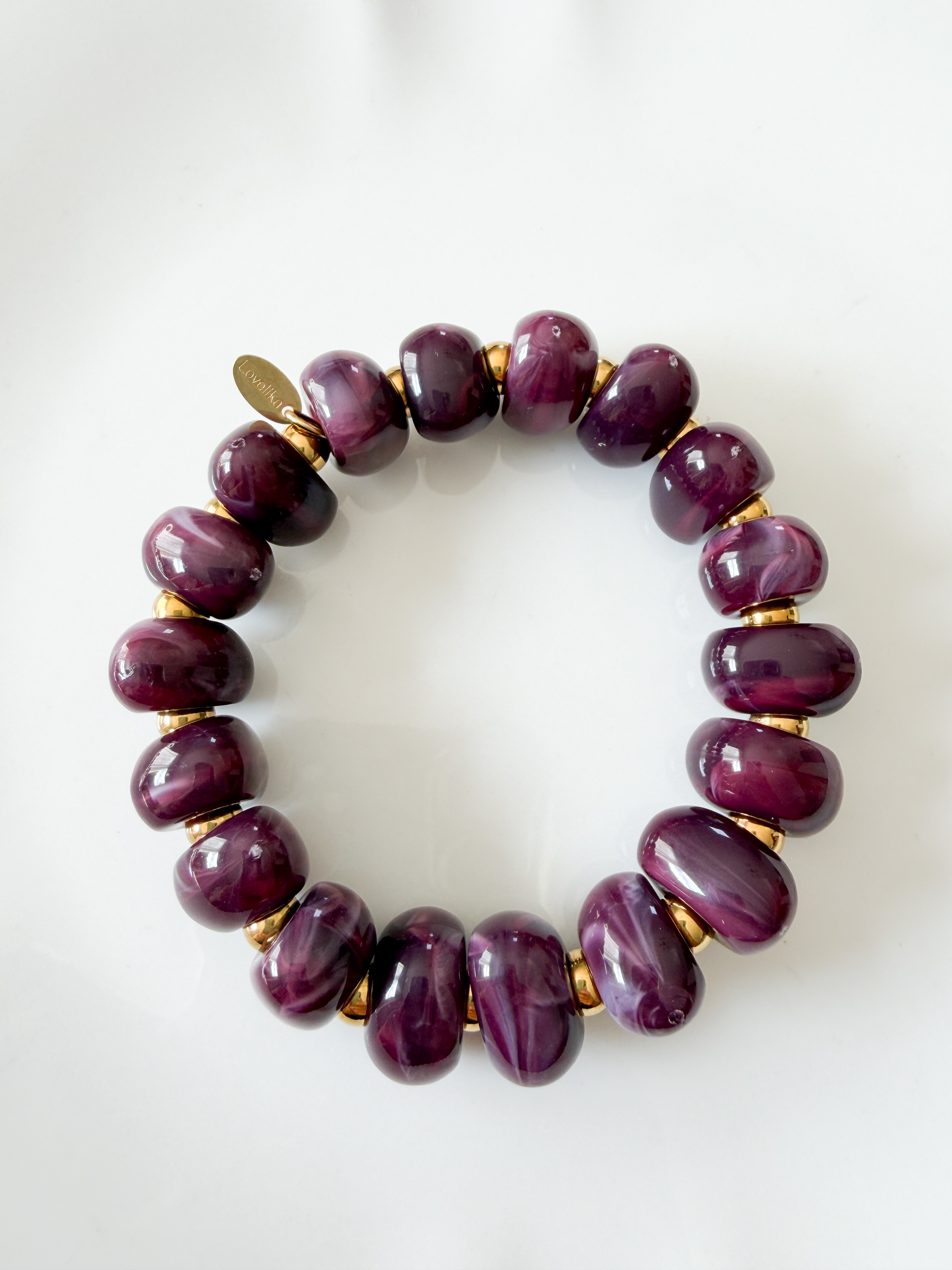 Bracelet Paula perles violet doré