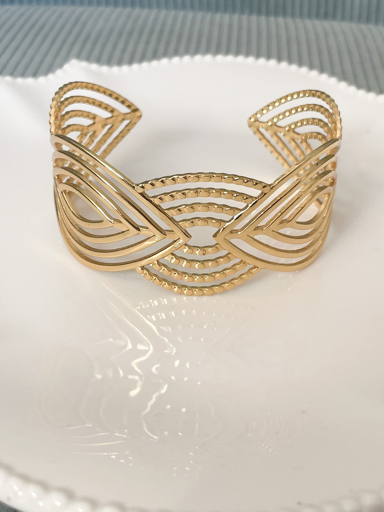 Bracelet manchette arabesque doré