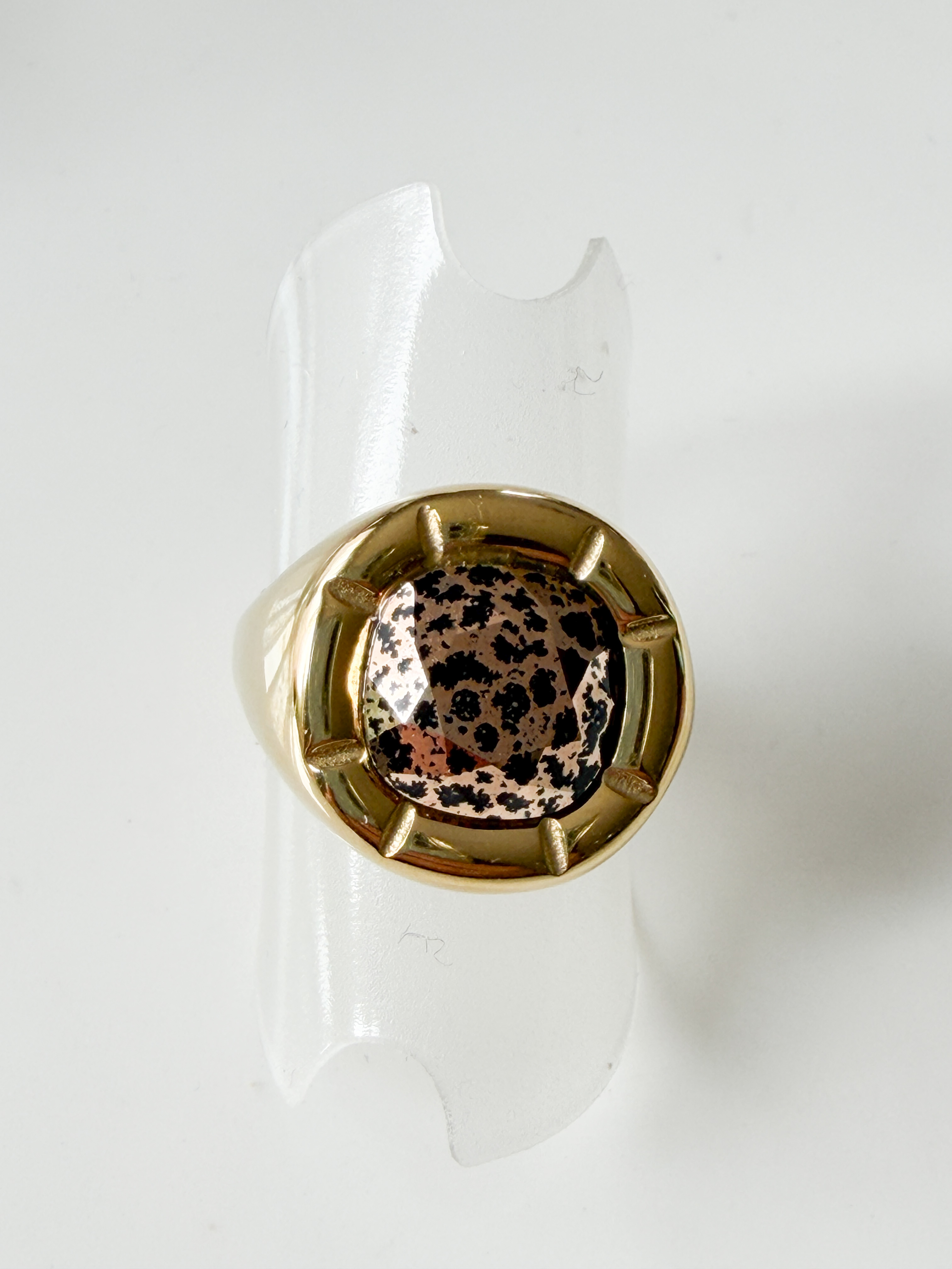 Bague cristal carré tacheté doré