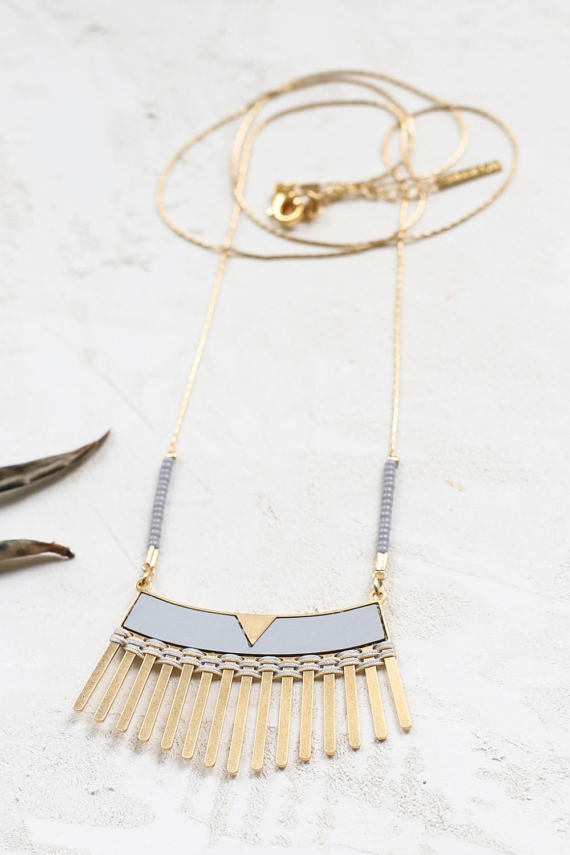 collier Woven long gris doré de Shlomit Ofir