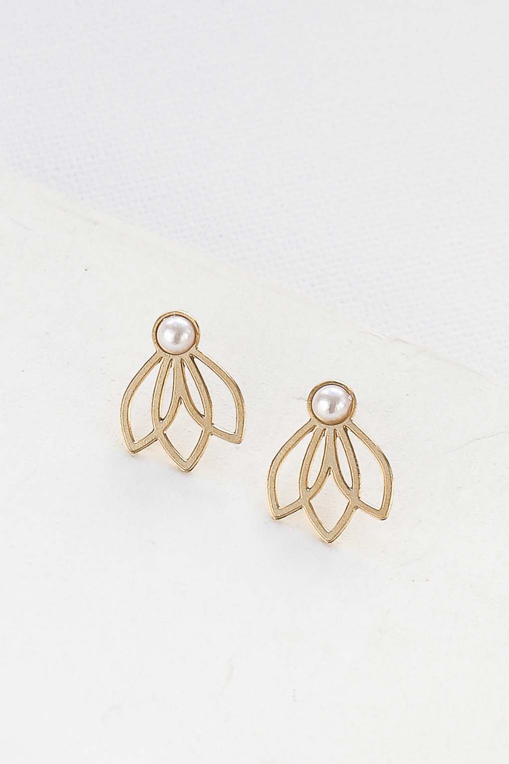 boucles Lotus puce blanc doré de Shlomit Ofir