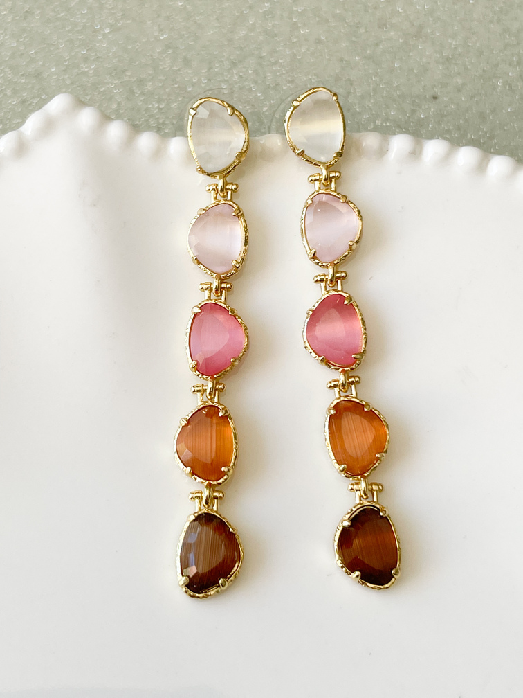 Boucles pierres Patou pastels doré