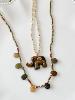 Collier éléphant pierres marron doré