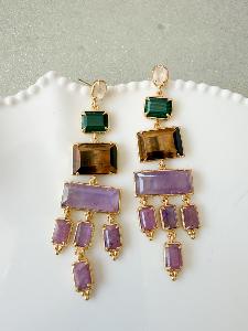 Boucles pierres Rita violet doré