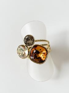 Bague cristal marron doré