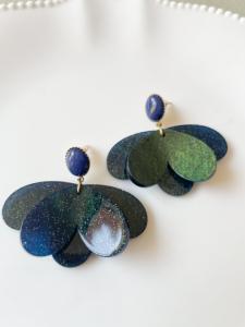 boucles Amélie bleu paillettes doré
