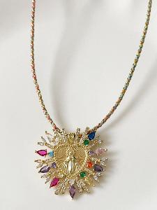 Collier Madone multicolore doré