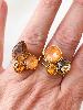 Bague cristal goutte ocre doré