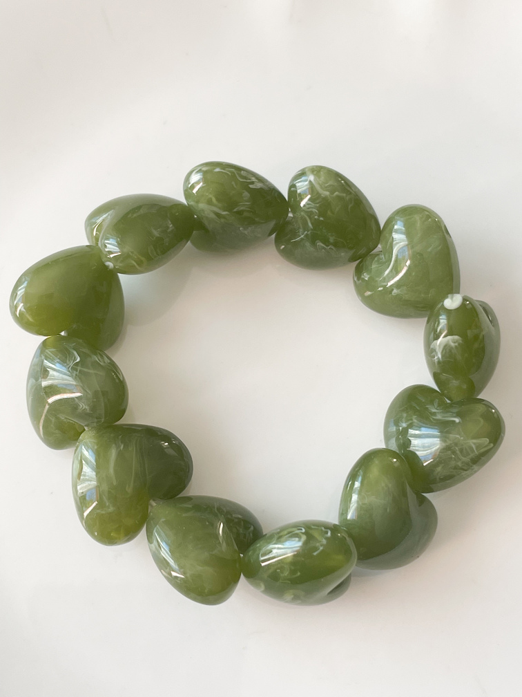 Bracelet coeur kaki doré