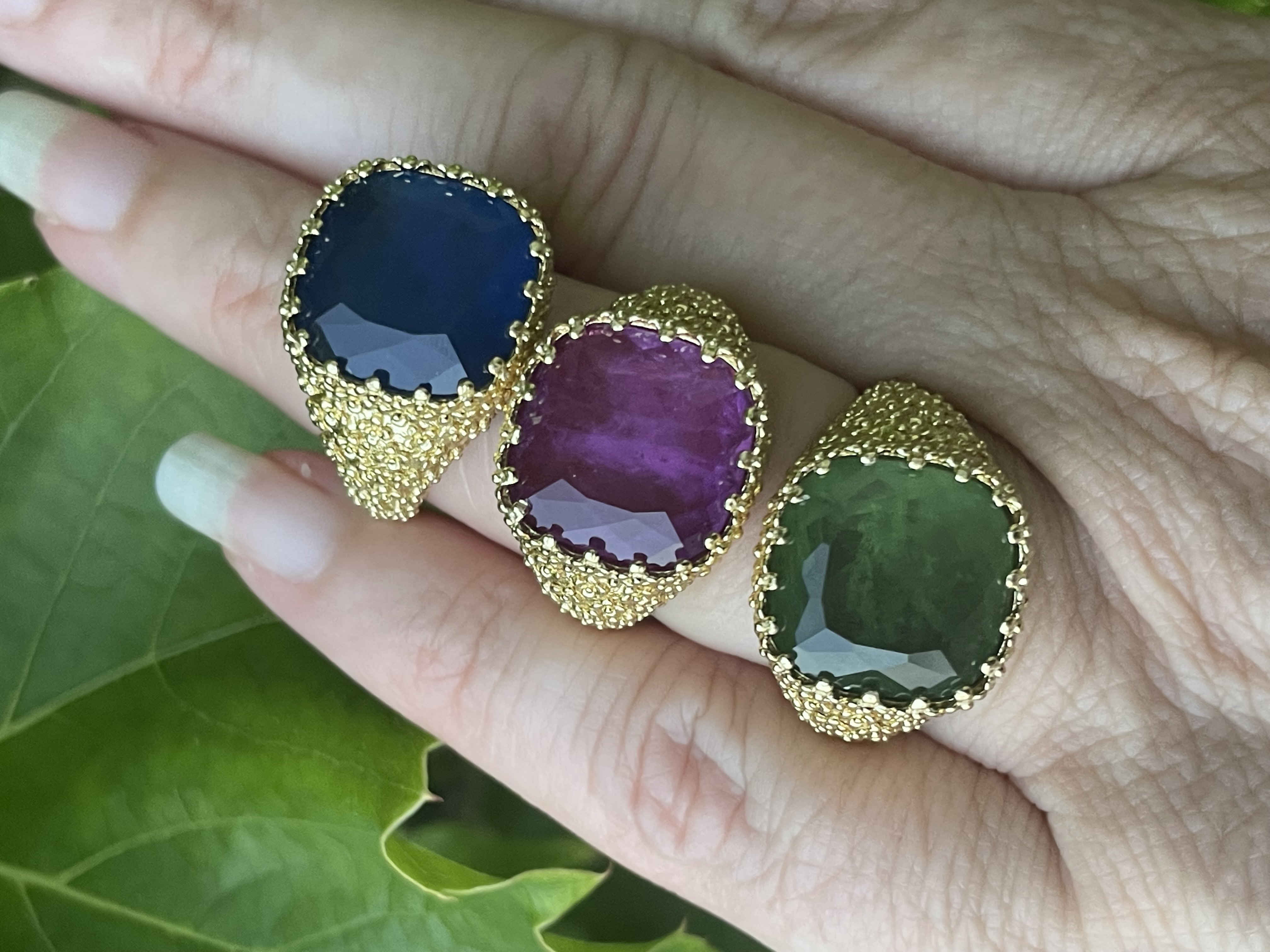 Bague Chevalière violet doré