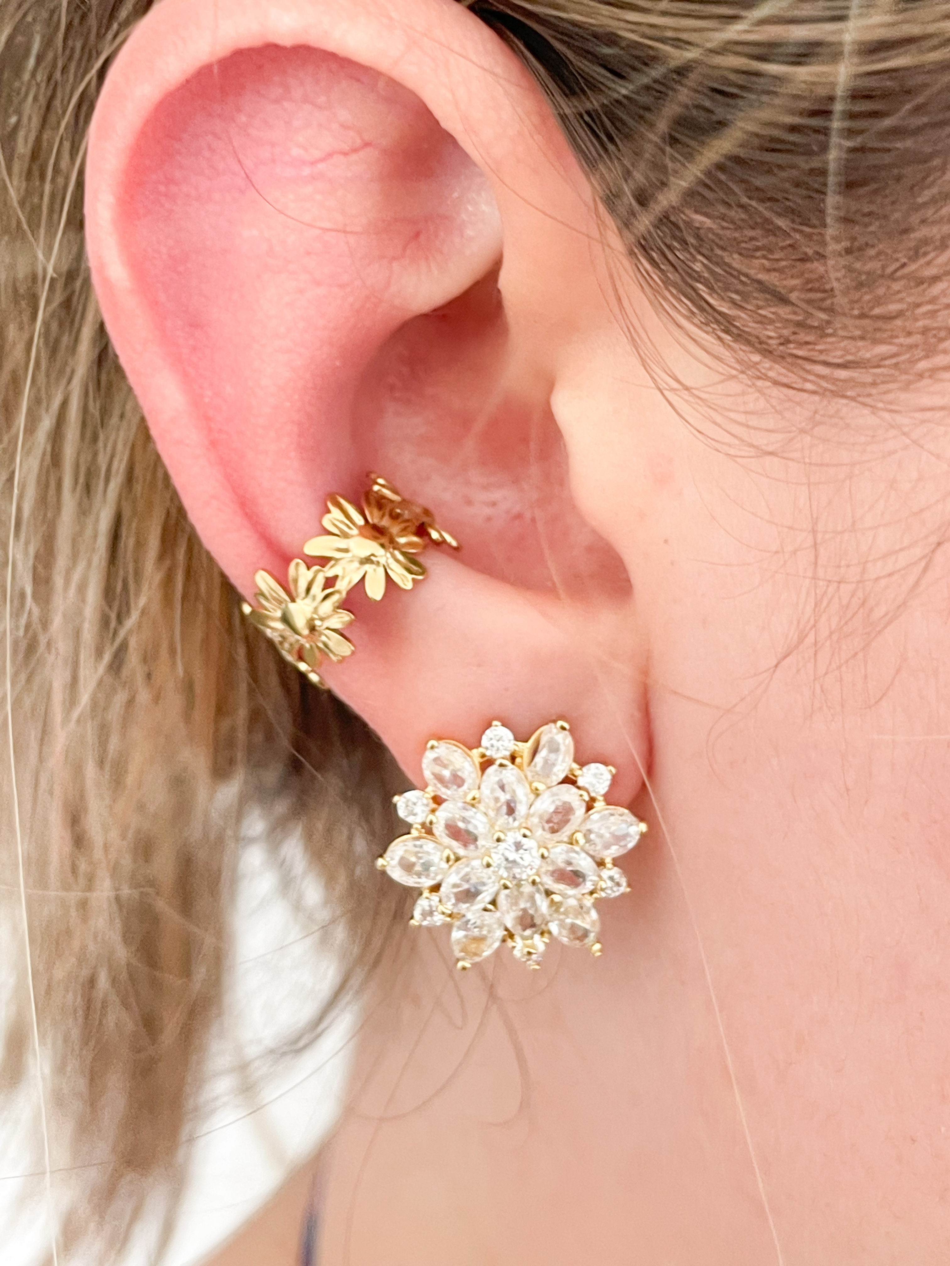 boucle solo fleurs doré